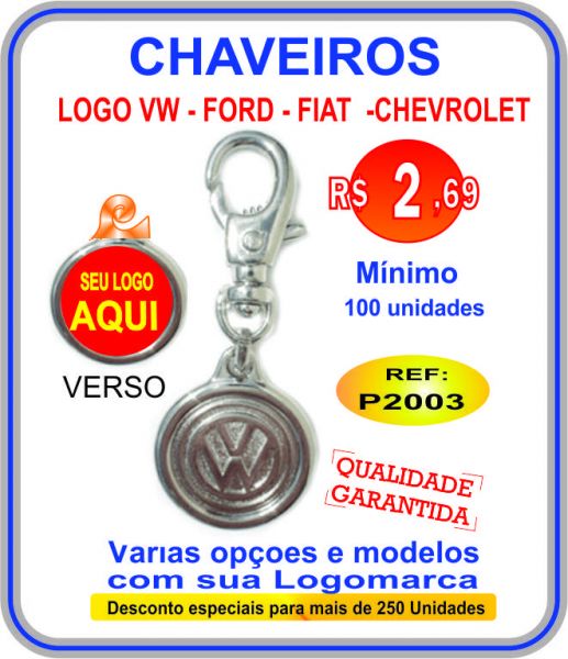 Chaveiro Logo VW - Ford - Fiat - Chev Ref 2003