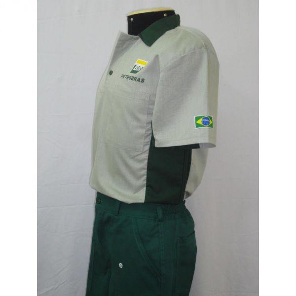 Uniforme de Brim conjunto calça e Camisa com Logomarca